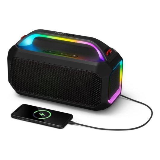 Altavoces Philips portátil inalámbrico y alámbrico 50 W con luces LED e IP67