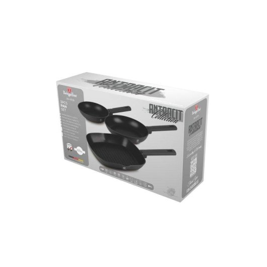 Juego de sartenes Berlinger Haus Anthracite 3 piezas aluminio forjado inducción 20/24/28 cm