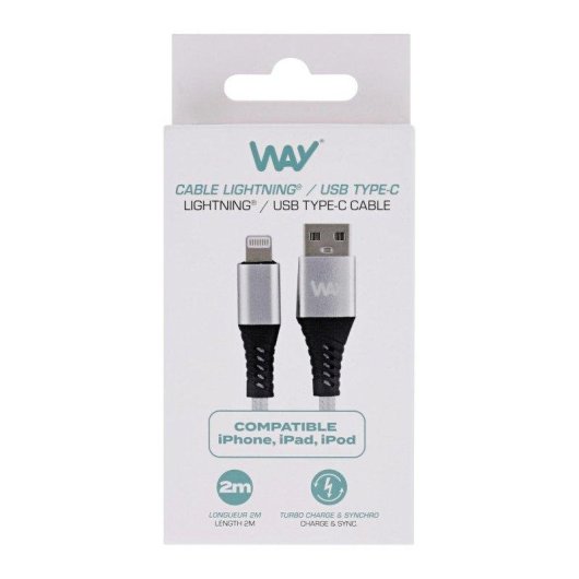 Cable TnB Way WCBL02GR USB A Lightning 2 m Cinza