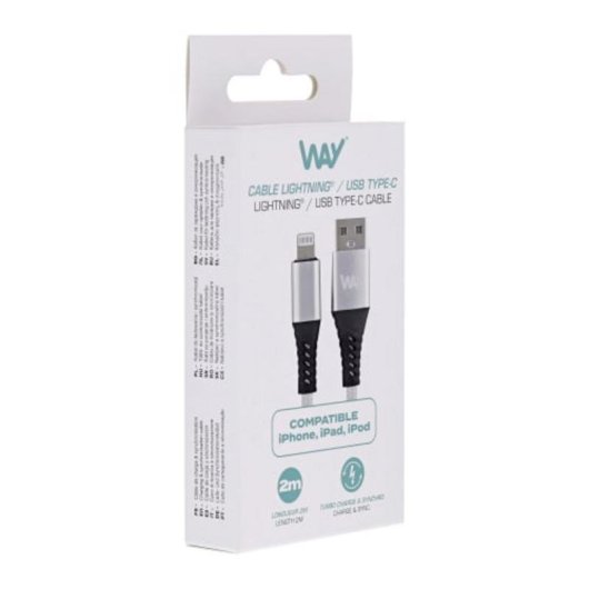 Cable TnB Way WCBL02GR USB A Lightning 2 m Cinza