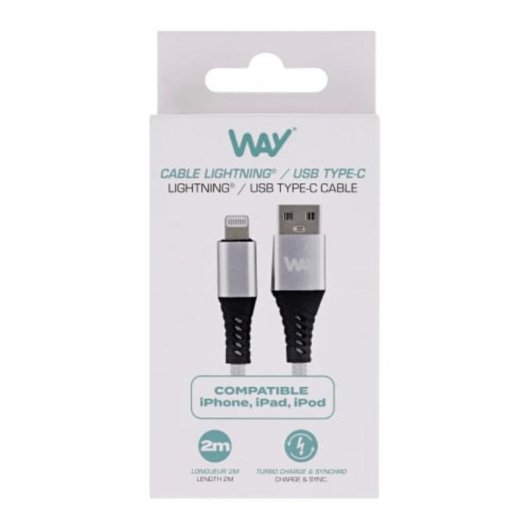 Cable TnB Way WCBL02GR USB A Lightning 2 m Cinza