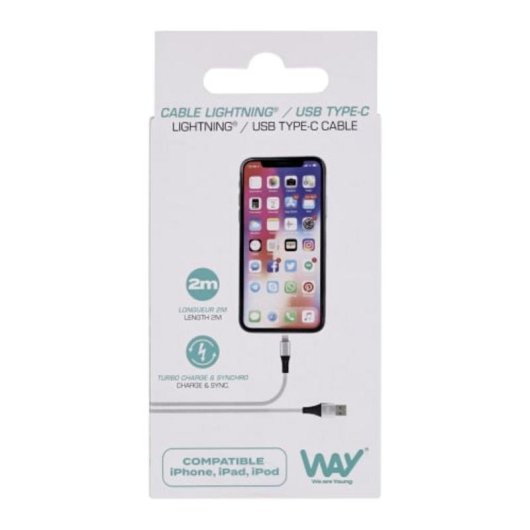 Cable TnB Way WCBL02GR USB A Lightning 2 m Cinza