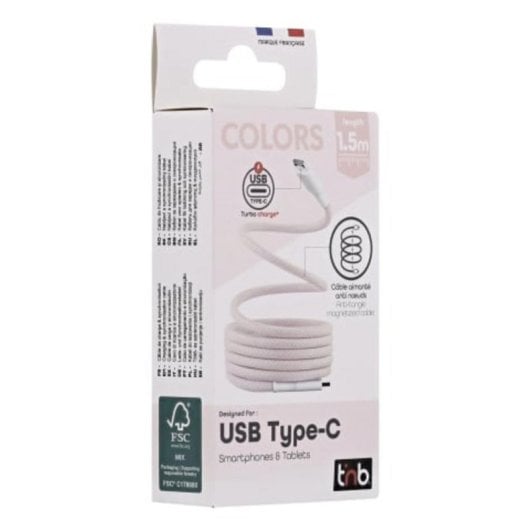 Cable USB-C magnétique TnB 60 W 1,5 m Rose