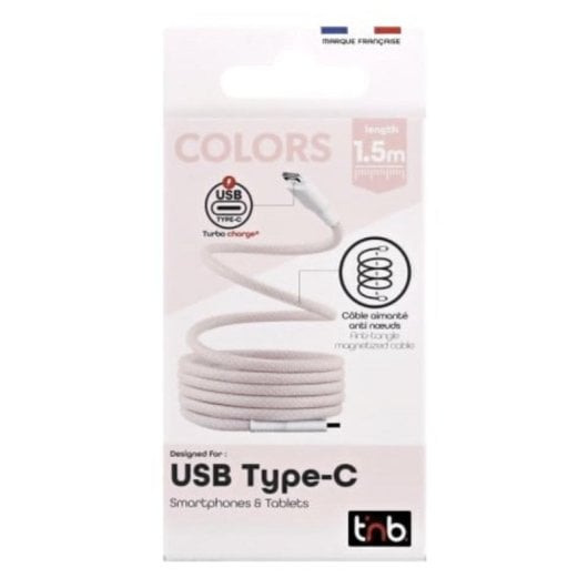 Cable USB-C magnétique TnB 60 W 1,5 m Rose