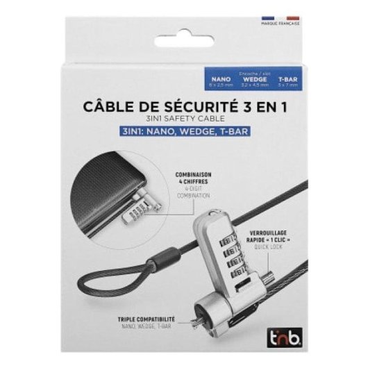 Cable Antirrobo TnB MCAV3IN1CODE 3 en 1 con Código 1,8 m Gris