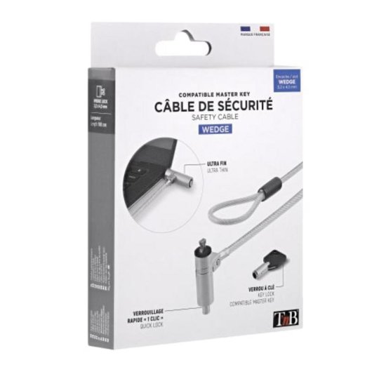 Cable antivol TnB MCAVMASTERW Wedge 1,8 m Gris