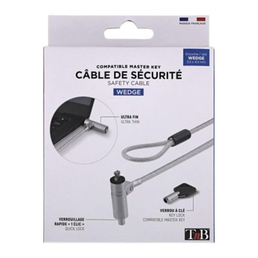 Cable antivol TnB MCAVMASTERW Wedge 1,8 m Gris