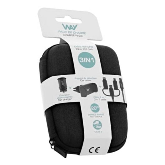 Kit de coche T'nB WCARTRAVEL con cargador, soporte y cable 3 en 1