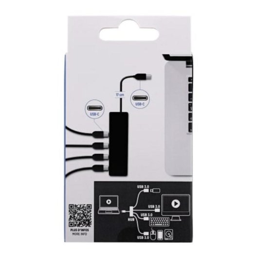 Hub TnB 4 portas USB-C 5 Gbps TCHUB4USBC compacto preto