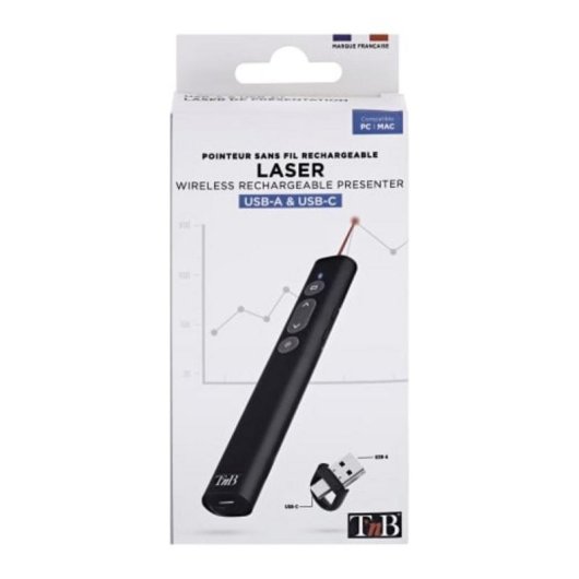 Puntero Presentador Laser Inalámbrico TnB LASEREMOTE2 Recargable USB-C