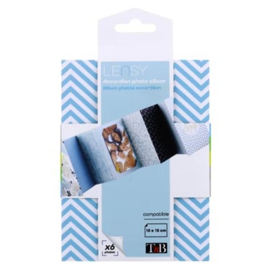 Álbum de fotos TnB Lensy en acordeón 10 x 15 cm azul y blanco