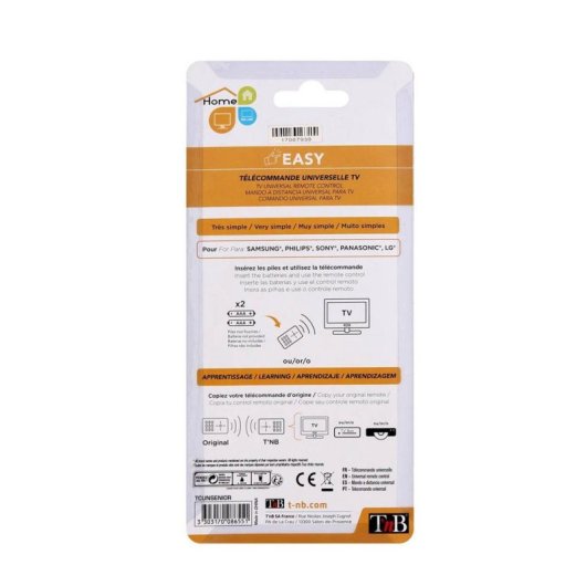 Mando a distancia TnB TCUNSENIOR Universal 20 Botones Retroiluminado