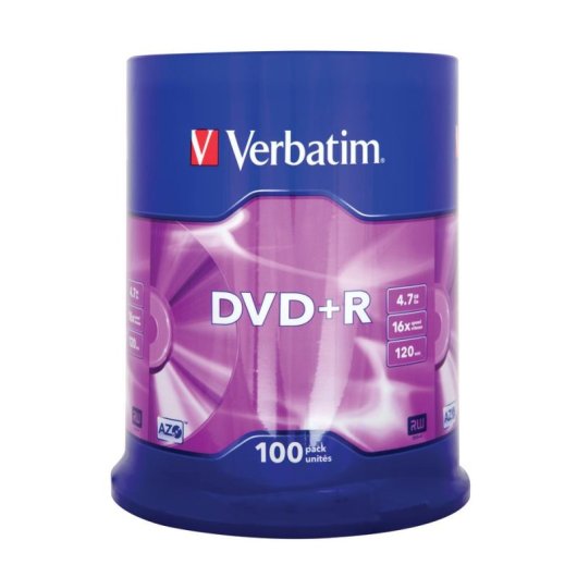 DVD+R Verbatim Matt Silver 4,7 GB 16x 100 unidades