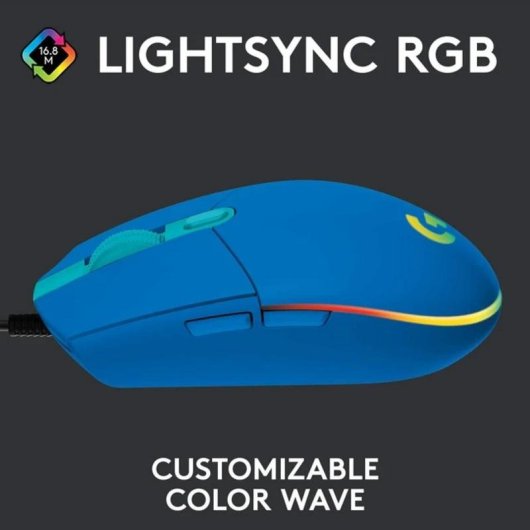 Souris Logitech G203 USB 8000 DPI Bleu RGB 6 Boutons Programmables