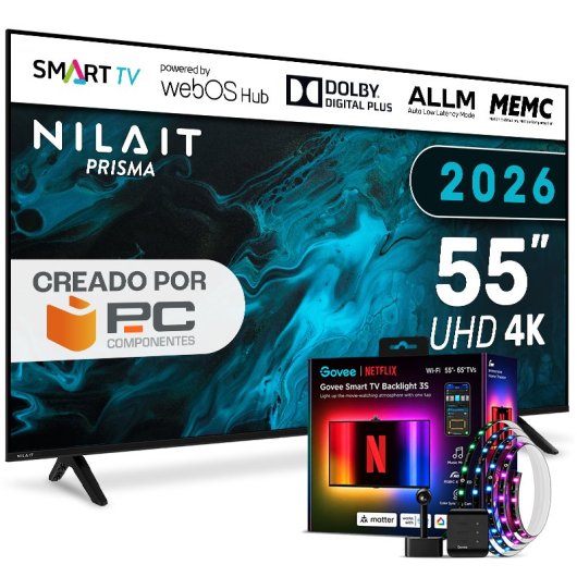 TV Nilait LED Prisma 55UD7004ST 55" 4K UltraHD 60Hz Smart TV WebOS HDR10 Govee Backlight