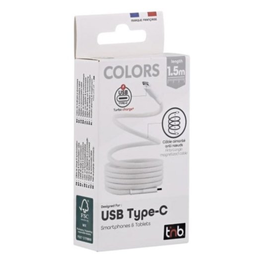 Cable TnB TCPDMAGWH USB-C Magnetico 60 W 1,5 m Bianco