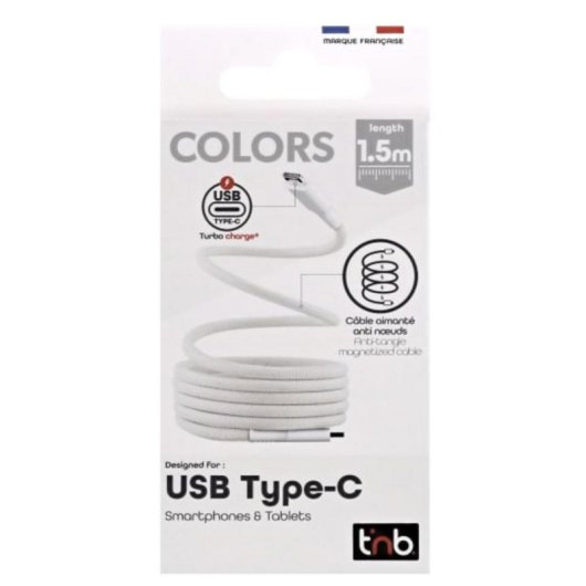 Cable TnB TCPDMAGWH USB-C Magnetico 60 W 1,5 m Bianco