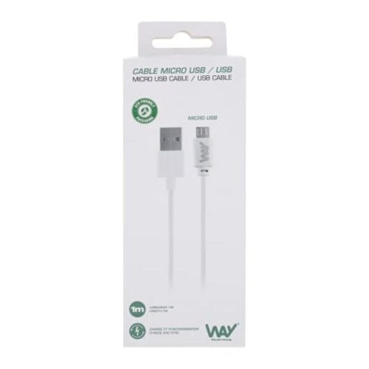 Kabel TnB Way WCBMUSB1 USB A Micro USB 1 m Weiss