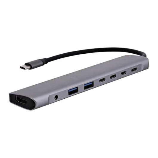 Hub USB-C TnB HUBALU8C iClick 8 en 1 HDMI 4K60 PD100W