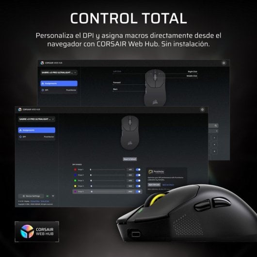 Mouse Corsair SABRE v3 PRO PureVector wireless 42000 DPI 8000 Hz nero
