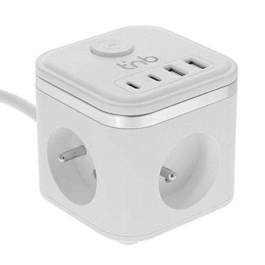 Regleta TnB PSBALLWH2 3 Tomas 2 USB-A 2 USB-C con interruptor