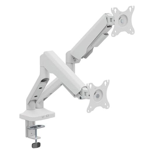 TnB MHFLEXDUALWH Suporte Duplo com Mola a Gás para Monitor Mesa 2x 13-27" VESA 75x75 a 100x100 Max 8Kg