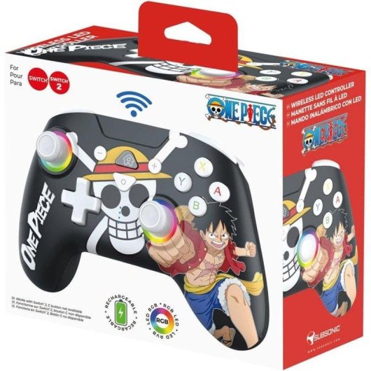 Mando Inalámbrico Subsonic One Piece Luffy Fishman Nintendo Switch Vibración LED 6 Ejes