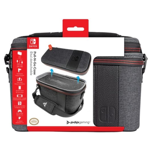 Custodia trasporto PDP Pull-n-go Elite per Nintendo Switch e Switch Lite grigia