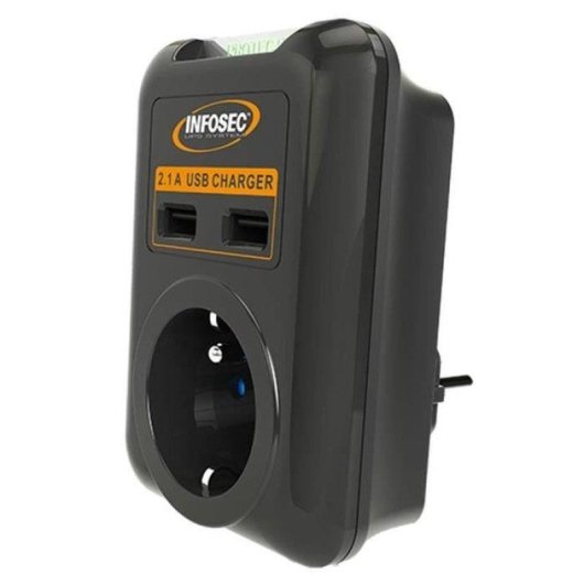 Sai INFOSEC 3680W 1 FR-Steckdose 2 USB-Ports Überspannungsschutz 2 Jahre Garantie