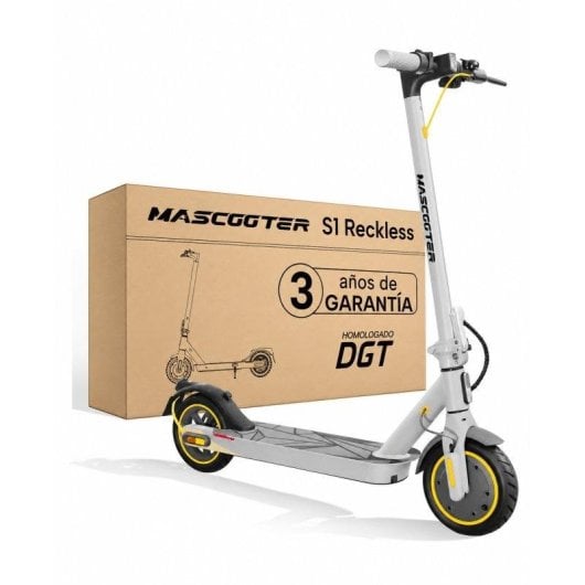 Patinete eléctrico Mascooter S1 Reckless 300W Autonomía 20 km 8,5" Gris y amarillo