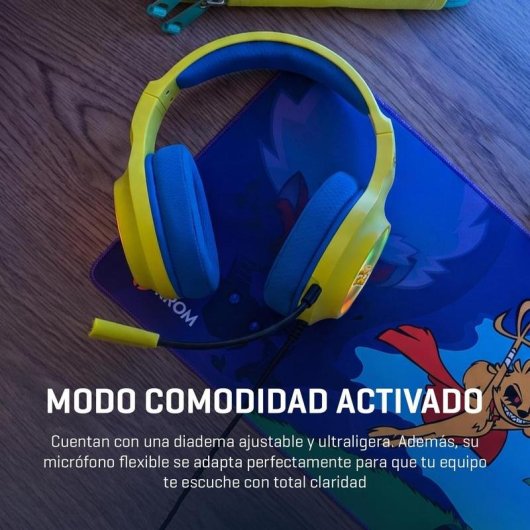 Auriculares Krom KRACK com cabo USB gaming som 7.1 RGB amarelo azul