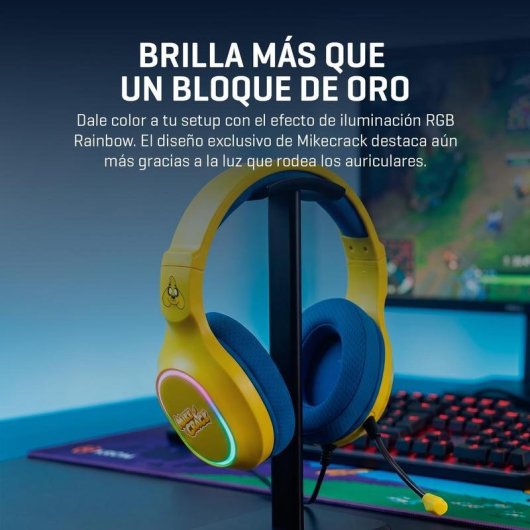 Auriculares Krom KRACK com cabo USB gaming som 7.1 RGB amarelo azul