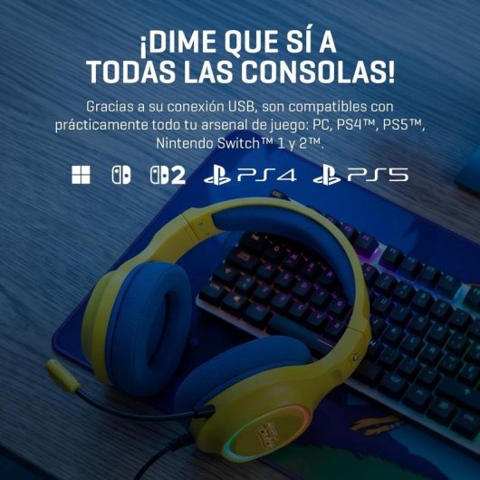 Auriculares Krom KRACK com cabo USB gaming som 7.1 RGB amarelo azul