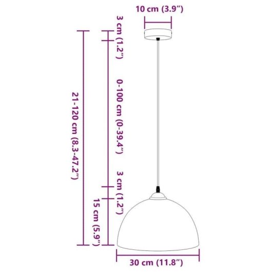 Lampe de plafond vidaXL Rose Blanc réglable Ø30x120 cm lot de 2