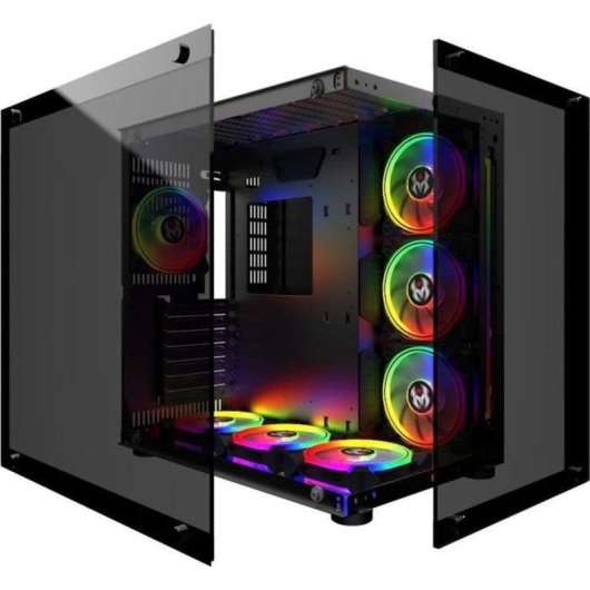 Caja PC MRED ATX Gaming Vidrio Templado RGB Mid Tower 7 Bahías Ventiladores Incluidos