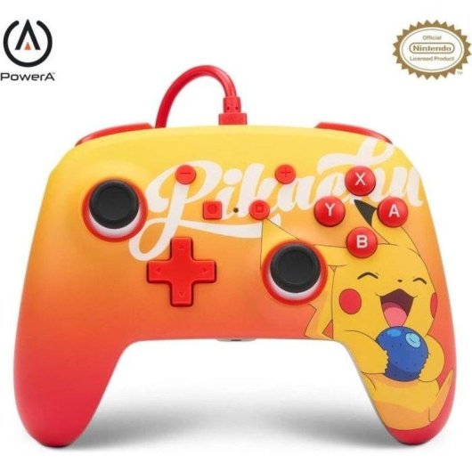 Mando PowerA Oran Berry Pikachu Nintendo Switch USB 3 m Vibración Audio 3,5 mm