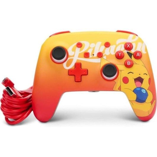 Mando PowerA Oran Berry Pikachu Nintendo Switch USB 3 m Vibración Audio 3,5 mm