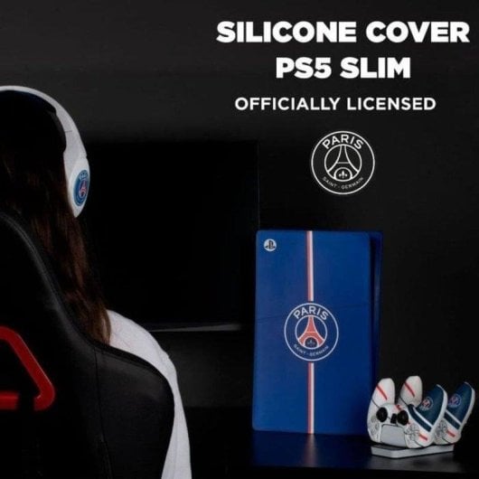 Funda Silicona Konix PSG PlayStation 5 Slim Azul Antigolpes Antirayaduras