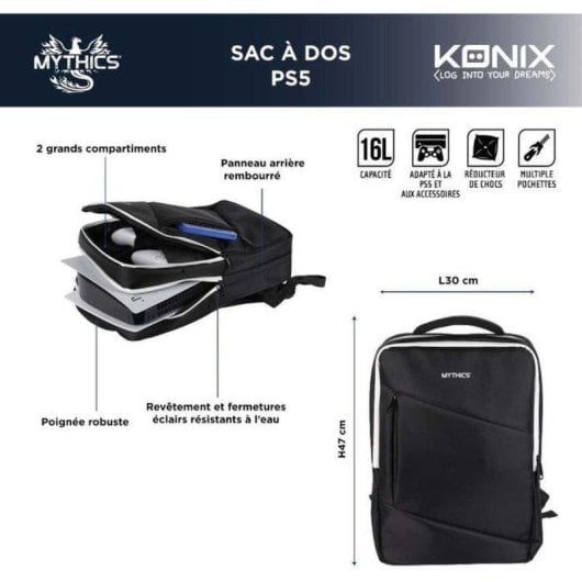 Rucksack Mythics Titan Konix PS5 16 L Urban Schwarz Weiss