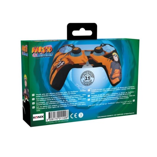 Funda de silicona Konix Naruto DualSense PS5 Negro Gris Naranja