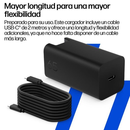 Fonte de Alimentação HP GaN 65W USB-C com cabo 2m certificada CE