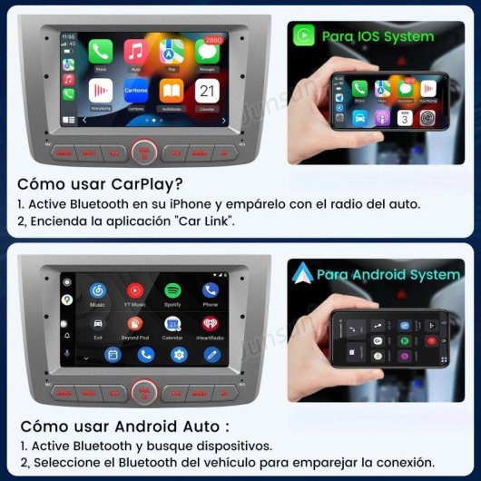 Autoradio Junsun 7" Linux CarPlay Android Auto Wi-Fi Bluetooth Plateado
