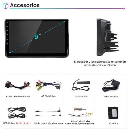 Autorradio JUNSUN V1PRO para Fiat Panda 9" 6 GB/128 GB CarPlay inalámbrico