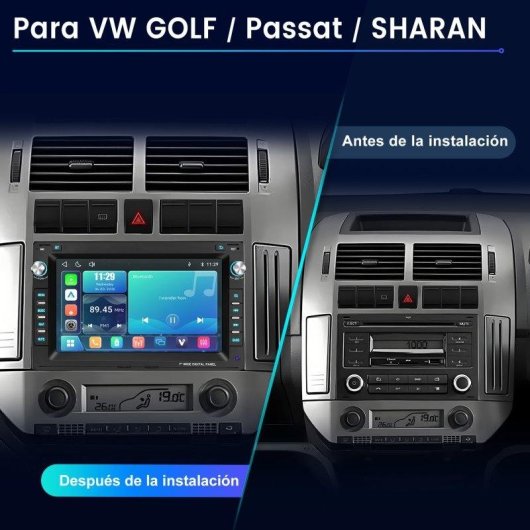 Autorradio JUNSUN 7" Linux con CarPlay y Android Auto para VW Polo 9N, Golf MK4 y Passat B5