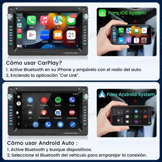 Autorradio JUNSUN 7" Linux con CarPlay y Android Auto para VW Polo 9N, Golf MK4 y Passat B5