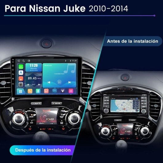 Autoradio JUNSUN 9" CarPlay Android Auto Inalámbrico Bluetooth Nissan Juke 2010-2014