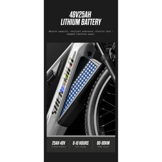 Vélo électrique Shengmilo S600Pro 2000W 48V 25Ah 45km/h Gris