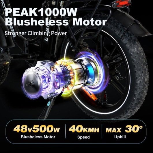 Bicicleta Eléctrica Baolujie Moto Chefe DZ-2030 500 W 48 V Neumáticos 20"