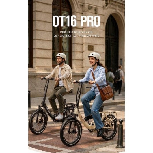 Vélo électrique pliant OneSport OT16 Pro 250W 20 pouces beige