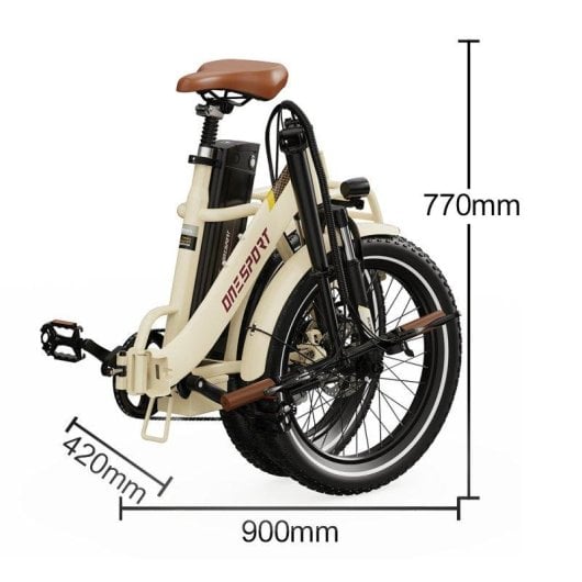 Vélo électrique pliant OneSport OT16 Pro 250W 20 pouces beige